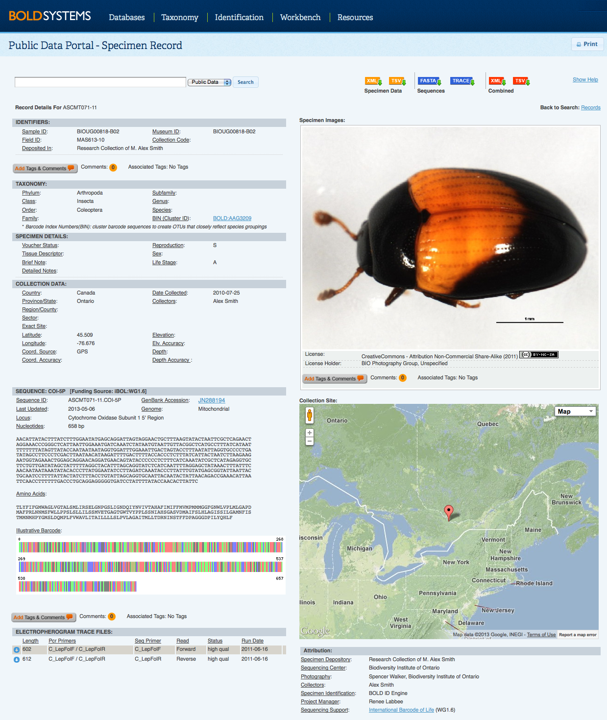 Public Specimen Record