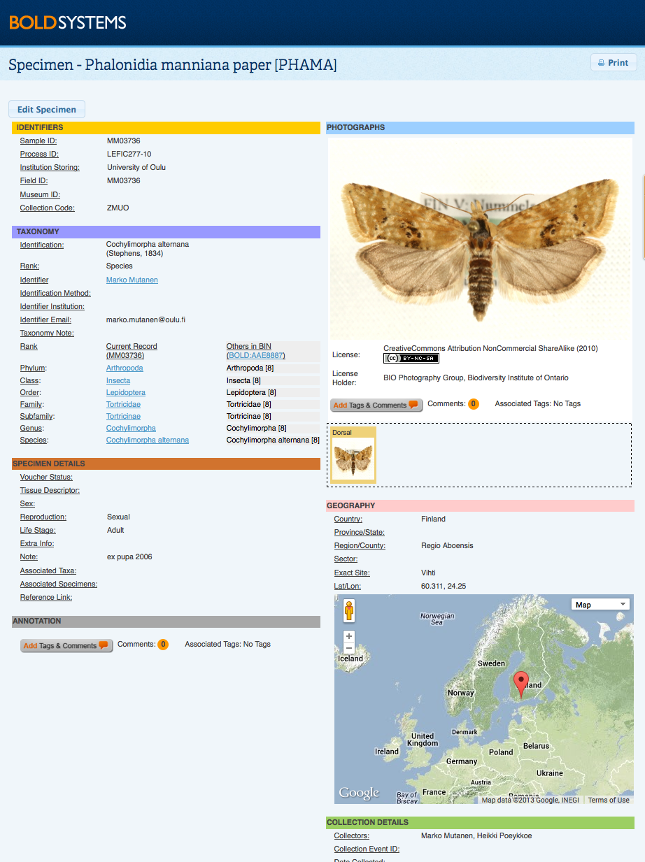 Specimen Page